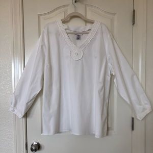 Susan Graver Woman’s 3X White Laced Blouse